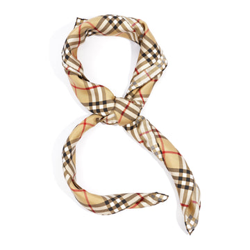 Burberry Floral Pattern Scarf Classic Check / Gold / Cream Floral Silk