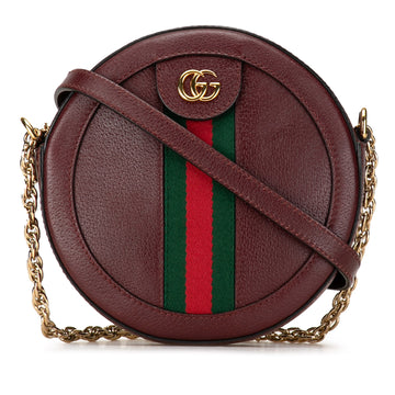 GUCCI Mini Round Ophidia Leather Crossbody Bag