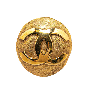 CHANEL Gold Plated CC Round Brooch Costume Brooch