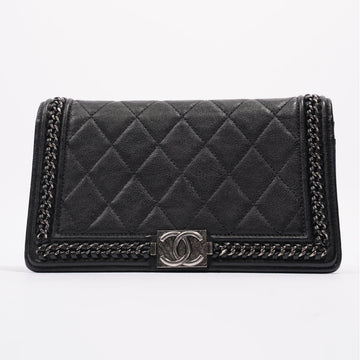 Chanel Boy Chain Wallet Black Lambskin Leather