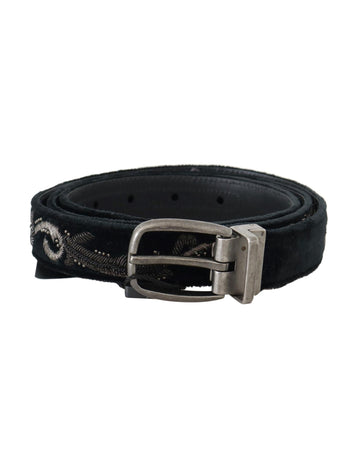 Dolce & Gabbana Men's Black Cotton Royal Bee Embroidery Belt