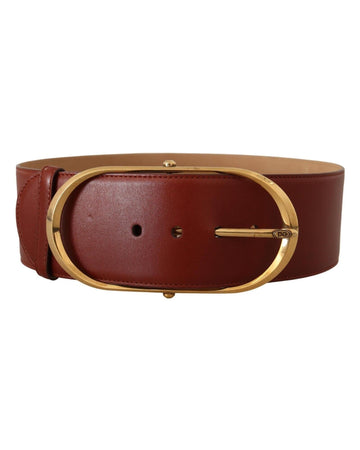 Dolce & Gabbana Women's Maroon Leather Gold Metal Oval Buckle Belt