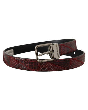 Dolce & Gabbana Women's Red Exotic Leather Metal Logo Buckle Belt