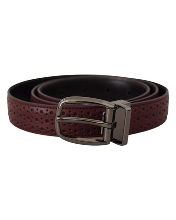 Dolce & Gabbana Men's Brown Perforated Leather Metal Buckle Belt