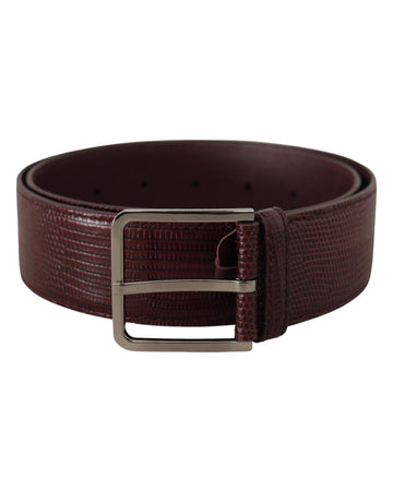 Dolce & Gabbana Women's Maroon Calf Leather Wide Logo Engraved Buckle Belt