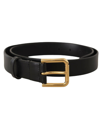 Dolce & Gabbana Men's Black Calf Leather Gold Metal Logo Buckle Brown