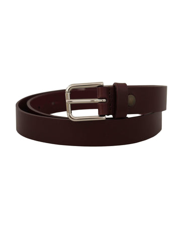 Dolce & Gabbana Women's Maroon Calf Leather Silver Tone Metal Buckle Belt