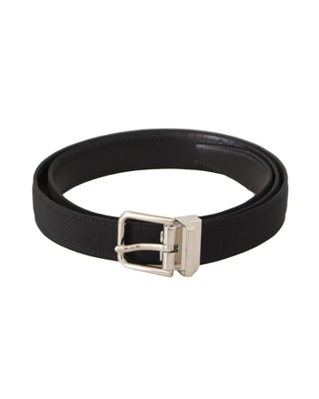 Dolce & Gabbana Men's Black Canvas Silver Tone Metal Buckle Belt