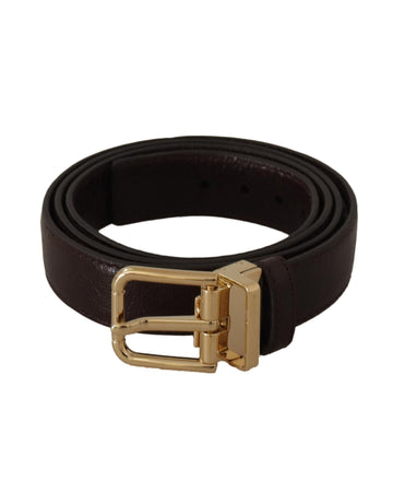 Dolce & Gabbana Men's Brown Leather Gold Metal Buckle Belt