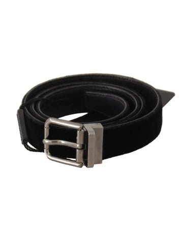 Dolce & Gabbana Men's Black Cotton Silver Tone Metal Buckle Belt