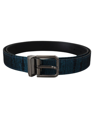 Dolce & Gabbana Men's Blue Jacquard Moire Silver Metal Buckle