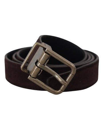 Dolce & Gabbana Men's Dark Brown Leather Antique Metal Buckle Belt