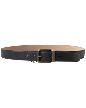 Dolce & Gabbana Men's Black Leather Antique Metal Buckle Belt
