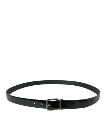 Dolce & Gabbana Men's Black Leather Silver Metal Buckle Belt