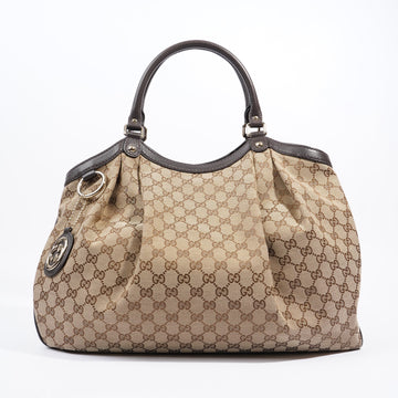 Gucci Sukey Brown And Beige GG Supreme Canvas Large