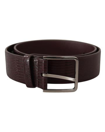 Dolce & Gabbana Men's Dark Brown Calf Leather Silver Logo Metal Buckle Belt