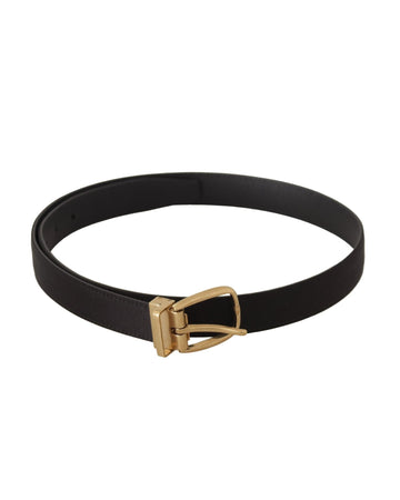 Dolce & Gabbana Men's Black Silk Leather Gold Tone Metal Buckle Belt