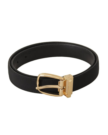Dolce & Gabbana Men's Black Canvas Leather Gold Metal Buckle Belt