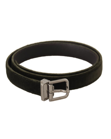 Dolce & Gabbana Men's Green Velvet Silver Tone Metal Buckle Belt