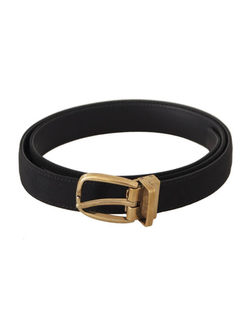 Dolce & Gabbana Men's Black Grosgrain Canvas Gold Metal Buckle Belt