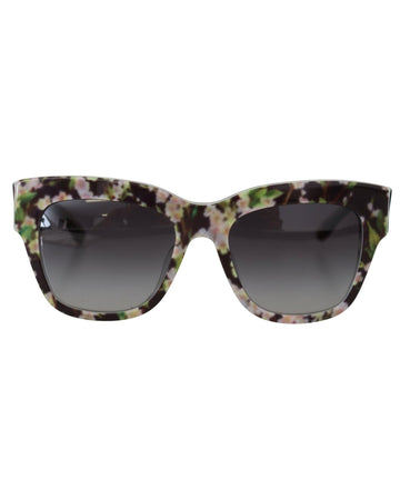 Dolce & Gabbana Women's Black DG4231F Floral Acetate Rectangle Shades Sunglasses