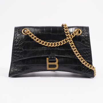 Balenciaga Crush Chain Shoulder Bag Black Embossed Leather