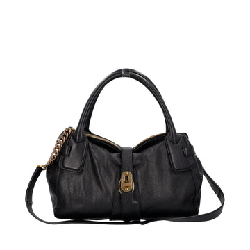 BURBERRY Leather Turn Lock East West Tote Black