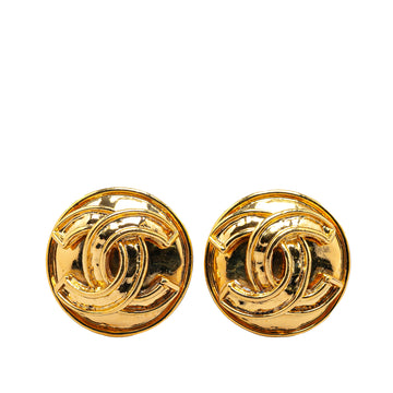 CHANEL Gold Plated CC Clip on Earrings Costume Earrings