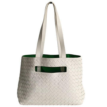 BOTTEGA VENETA woven maxi shopper bag in white leather