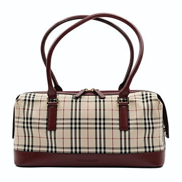 BURBERRY shoulder bag in burgundy check canvas and leather