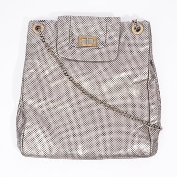 Chanel Drill Tote Bag Silver Leather