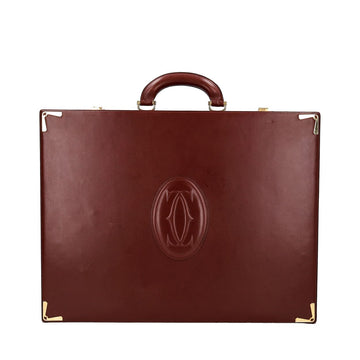 CARTIER Vintage Leather Must De Cartier Briefcase Burgundy