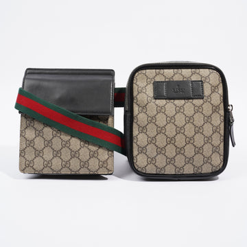 Gucci GG Supreme Monogram Web Belt Bag Black Monogram Canvas