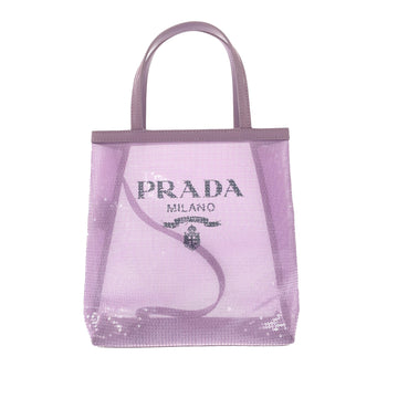 PRADA Small Rete Paillettes Tote Handbag