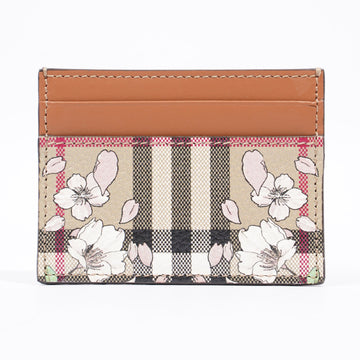 Burberry Floral Print Wallet Floral Check / Brown Calfskin Leather