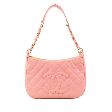 CHANEL CC Quilted Caviar Shoulder Bag