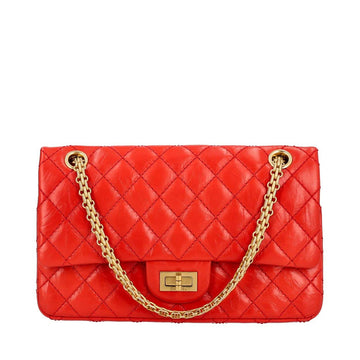 CHANEL Crumpled Leather Reissue 2.55 Shoulder Bag Red