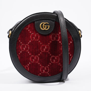 Gucci GG Round Shoulder Bag Black / Burgundy Velvet