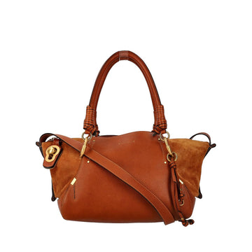 CHLOE Leather/Suede Shoulder Bag Brown