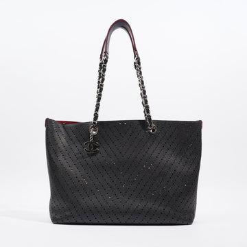 Chanel Shopping Tote Perforated Black Caviar Leather