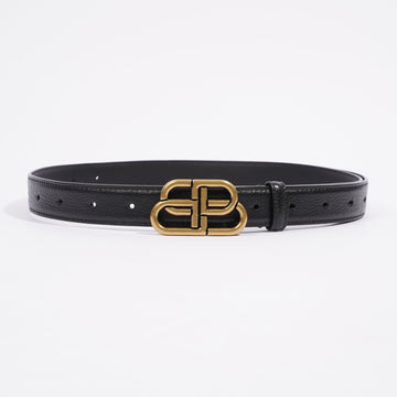 Balenciaga BB Buckle Belt Black Leather 85cm / S