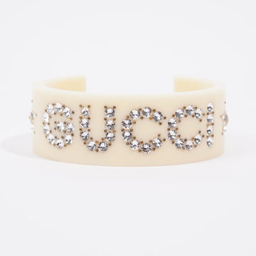 Gucci Crystal Cuff Cream / Silver Rhinestone Large