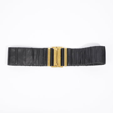 Gucci Pleat Belt Black Leather 80cm 32