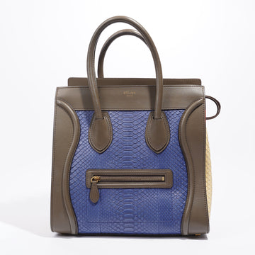 Celine Luggage Bag Blue / Gold Python