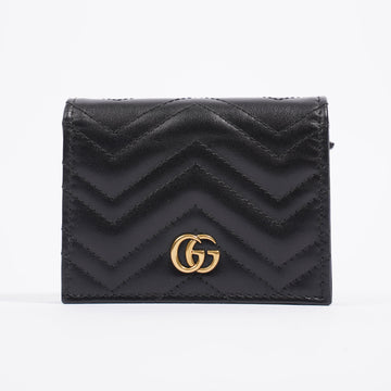 Gucci GG Marmont Card Case Wallet Black Matelasse Leather