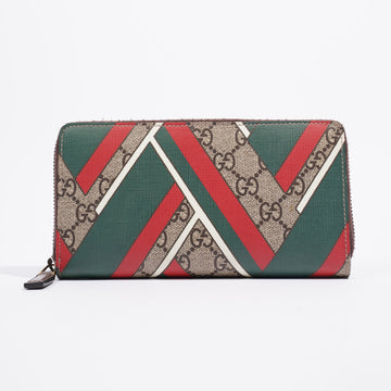 Gucci Red And Green Stripe Wallet GG Supreme Coated Canvas