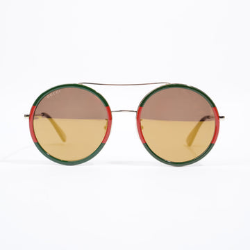 Gucci Circular Sunglasses Gold / Green / Red Base Metal 56mm 22mm