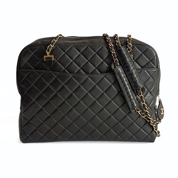 CHANEL Chanel Chanel borsa a spalla Grand Shopping in pelle matelasse nera