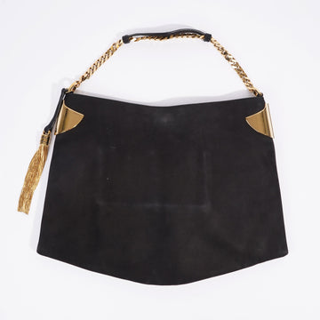 Gucci 1970 Medium Gold Chain Hobo Bag Black Leather