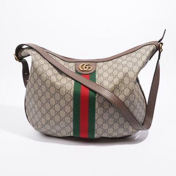Gucci Ophidia GG  Beige And Ebony GG Supreme / Gucci Stripe Coated Canvas Large